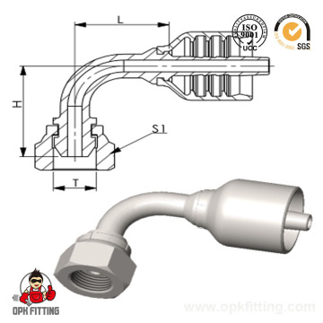 Accesorio de manguera de una pieza hidráulica de 90 ° Bsp hembra 60 ° Cone (22691y)